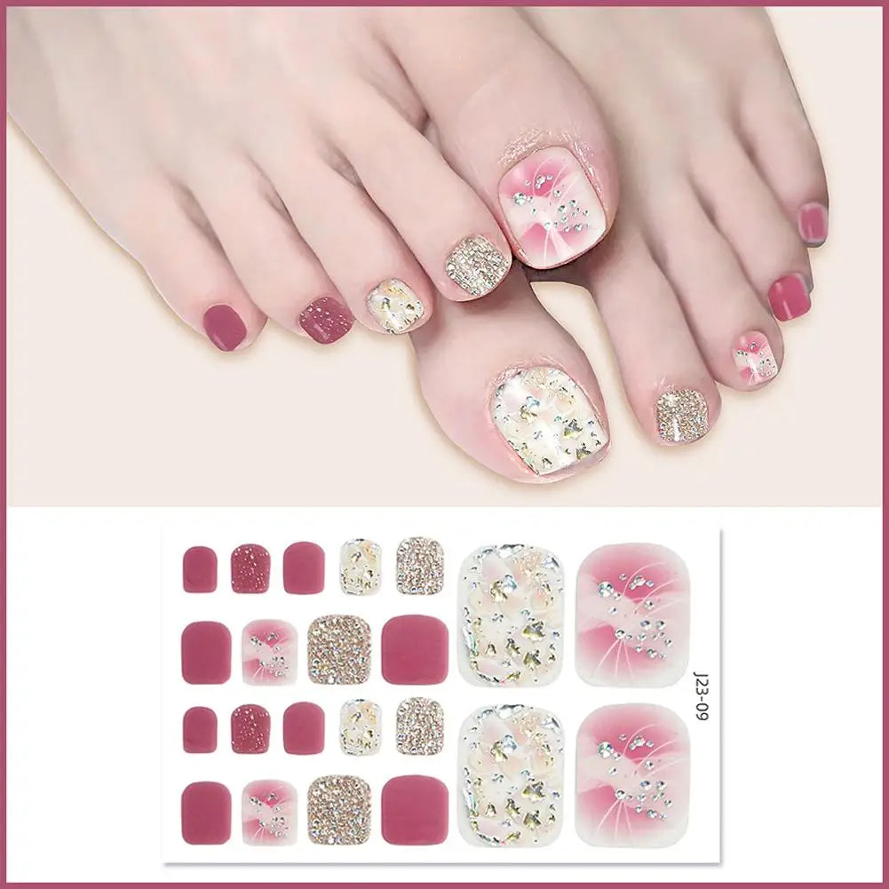 22-Piece Glitter Toe Nail Stickers – French Nail Wraps DIY Nail Art Stickers Oasis Select 08