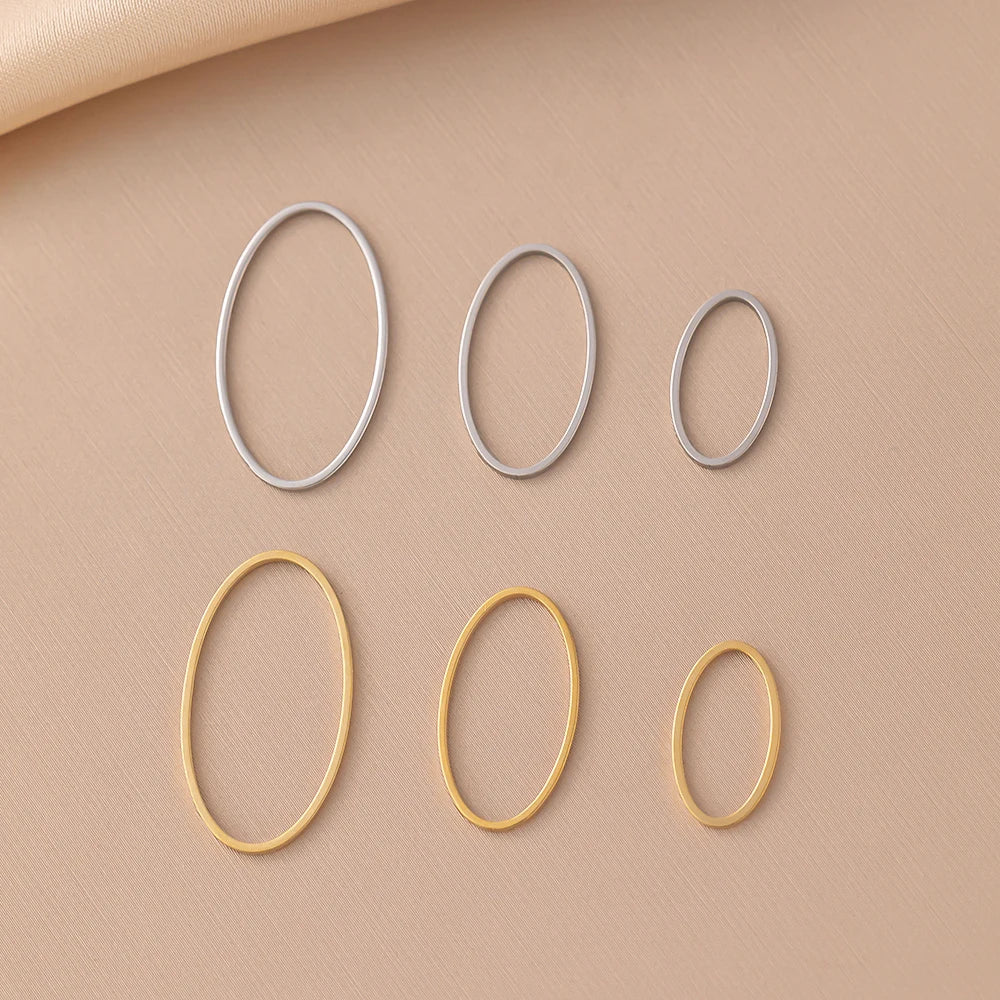 10Pcs Stainless Steel Oval Shape Charms Ring Frame Bezel For DIY Earrings Pendant Jewelry Making Supplies Accessories Findings Oasis Select