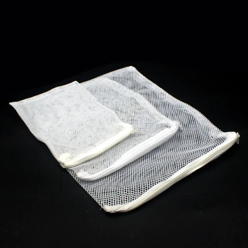 5Pcs Reusable Fine Filter Media Bags Aquarium Filter Net Bags with Zipper for Fresh Saltwater Tanks Aquarium Fish Tank Filter Oasis Select