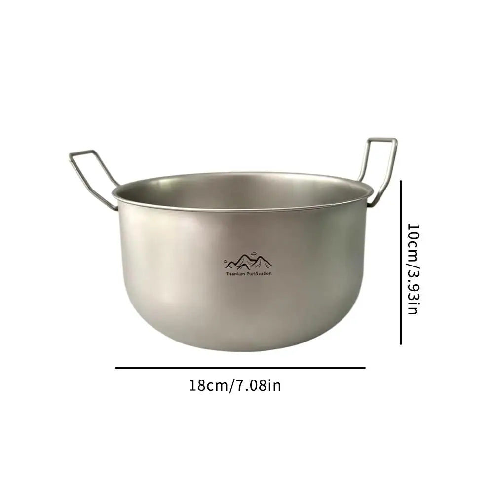 Ultralight Titanium Camping Soup Pot, Portable Foldable Bowl Handle Backpacking Pot for Hiking Trekking Picnic Fishing Cooking Oasis Select