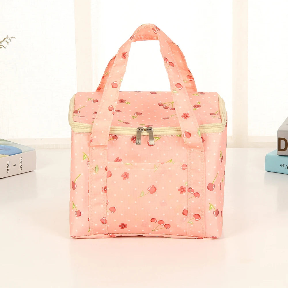 Large Insulated Lunch Bag – Polka Dot Oxford Bento Tote