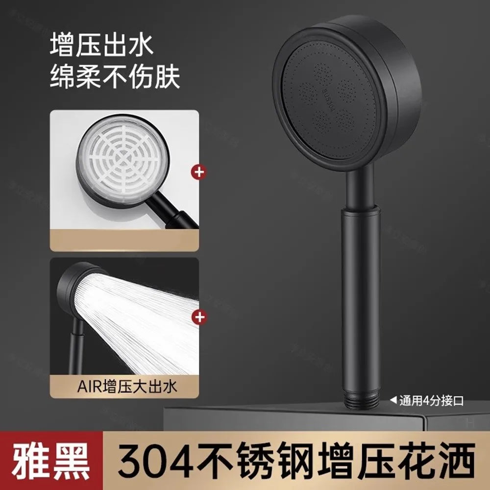New 304 Stainless Steel Shower Head High Pressure Handheld Large Flow Water Saving Filters Rainfall Faucet Bathroom Accessories Oasis Select Black Shower