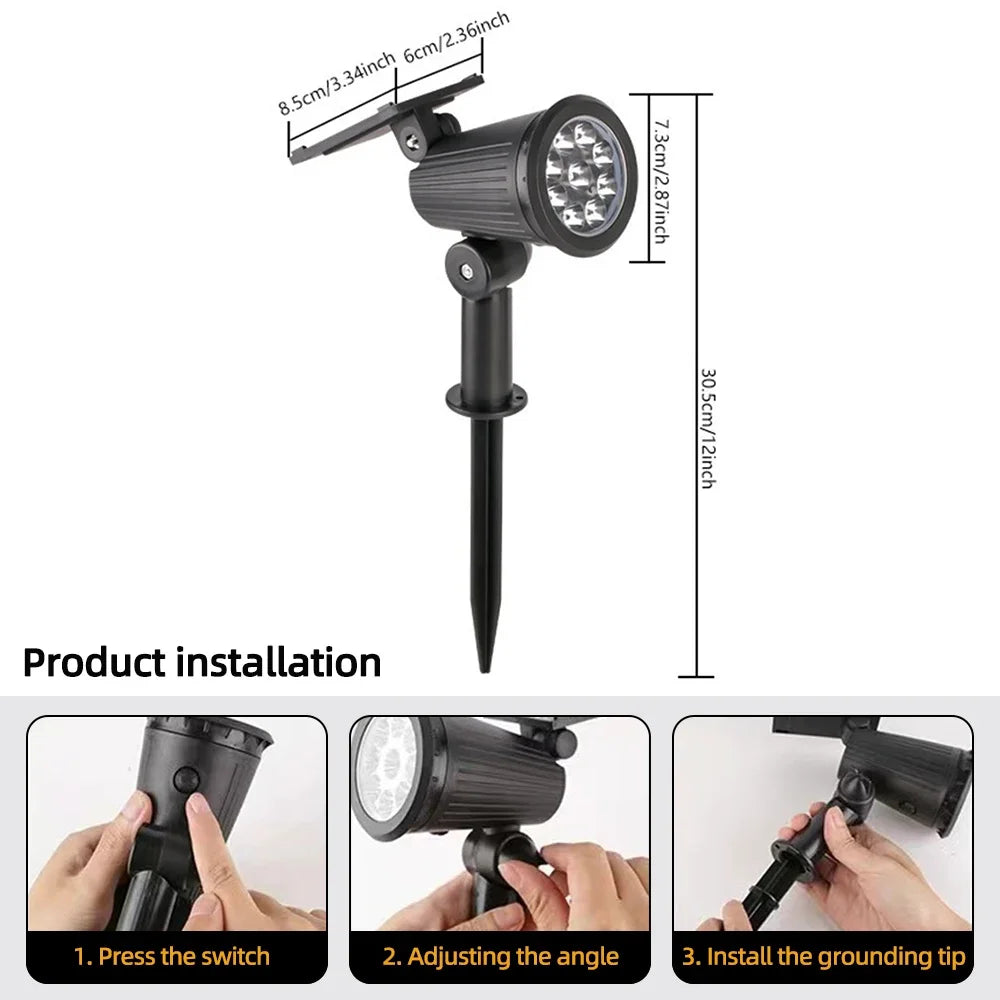 9 LED RGB Solar Spot Lights Outdoor IP65 | Garden & Yard