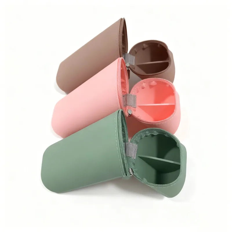 Foldable Silicone Pencil Case Large Capacity Expandable Pen Holder, Portable Desk Stationery Organizer for School Office Home Oasis Select