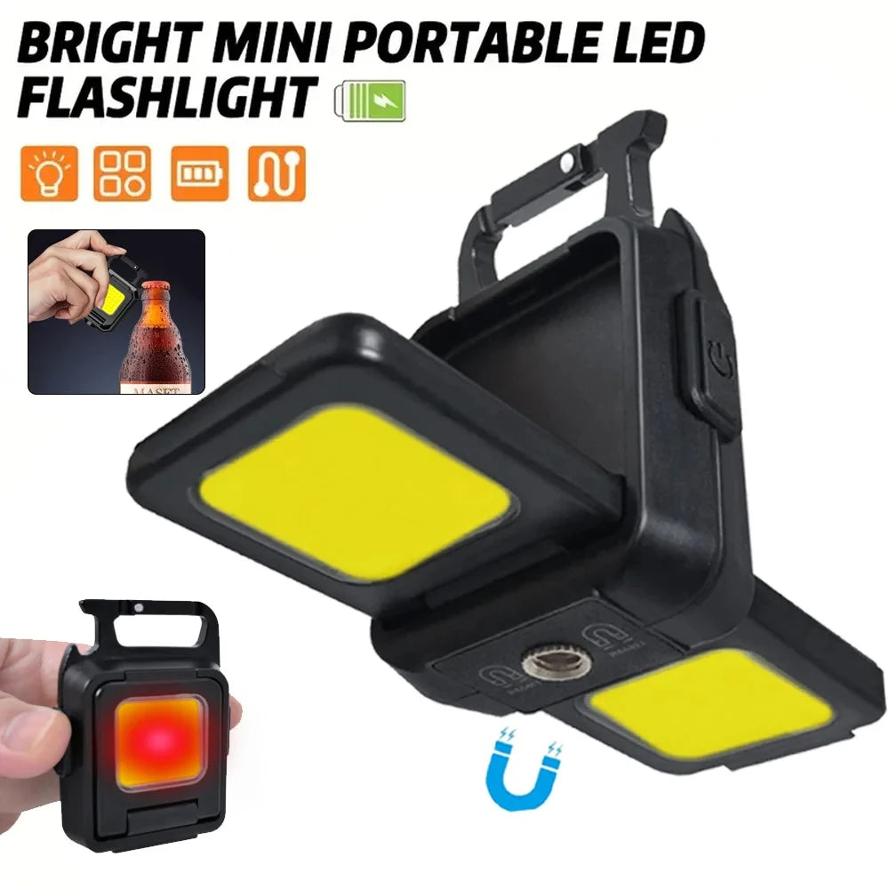 Mini COB LED Keychain Flashlight | USB Rechargeable Work Light