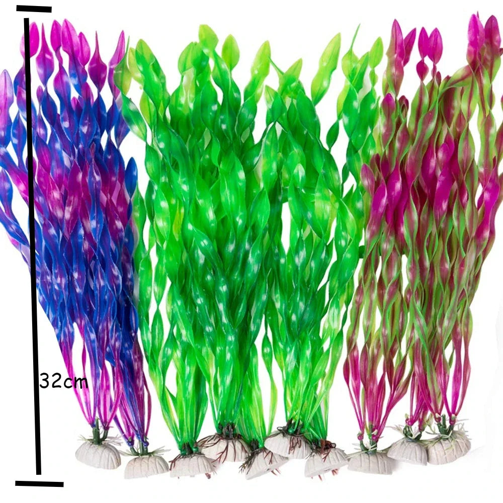 Plastic Aquarium Plants Fish Tank Decorations Artificial Seaweed Water Grass Underwater Plants for Aquarium Ornament Oasis Select Colorful-3 style