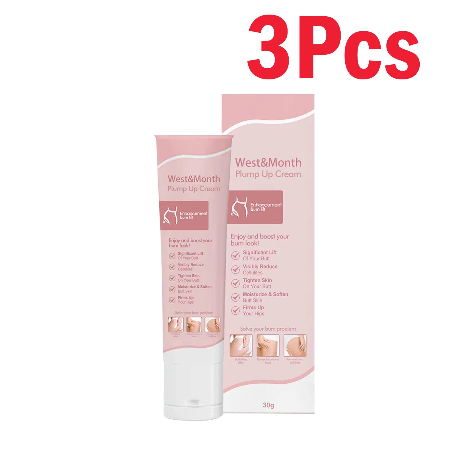 Butt Enhancement Cream – Lifting, Plumping & Firming Hip Cream Body Firming Cream Oasis Select 3 x 30g Boxed