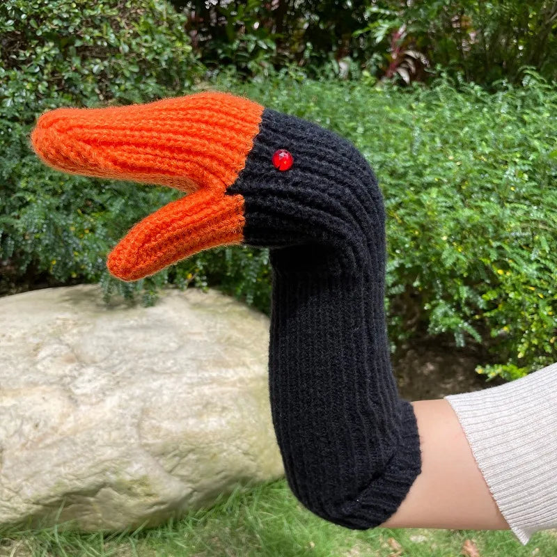 Gloves Unisex Autumn Winter Cold Warm Protection Three-dimensional Swan All Finger Gloves Knitted Woolen Mittens Oasis Select