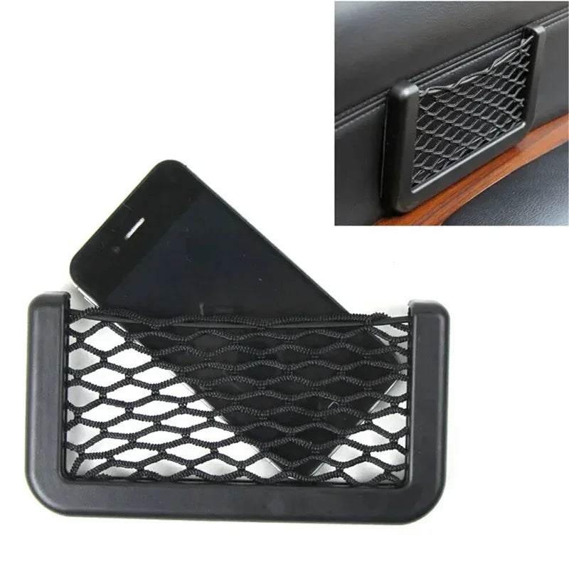 2-Pack Adhesive Car Net Pocket Organizer – Phone & Storage Bag