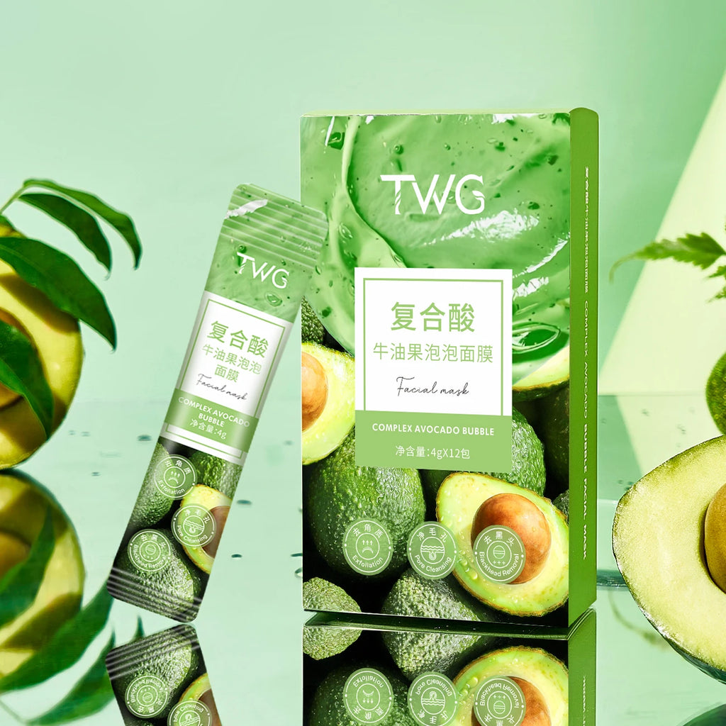 Avocado Bubble Facial Mask 12pc – Deep Cleanse & Moisturize Facial Mask Set Oasis Select