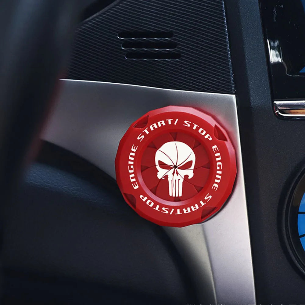 Skull One-touch Start Decorative Cover ABS Rotary Switch Protective Ignition Switch for Most Cars Oasis Select Red
