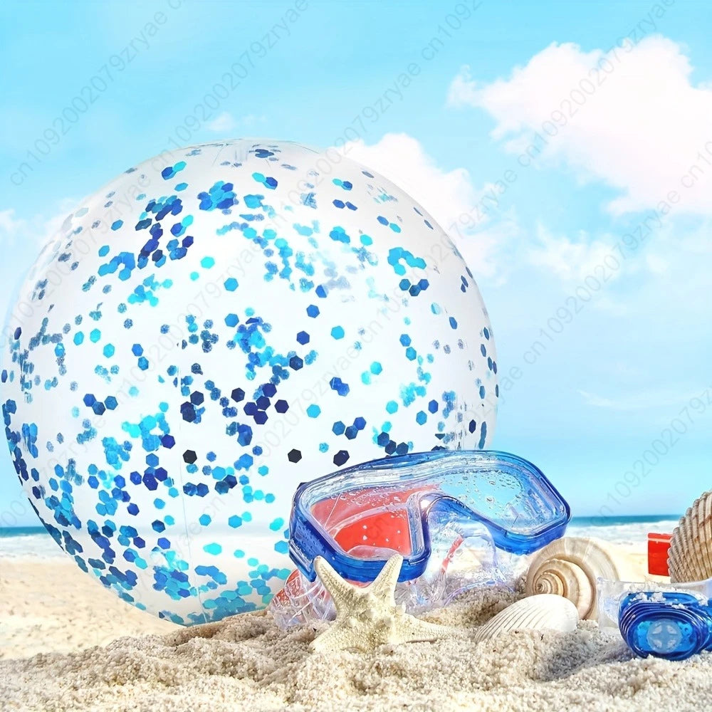 1pc Inflatable Beach Ball PVC Sequin Bal Summer Beach Swimming Pool Party Water Sports Fun Accessories Oasis Select blue