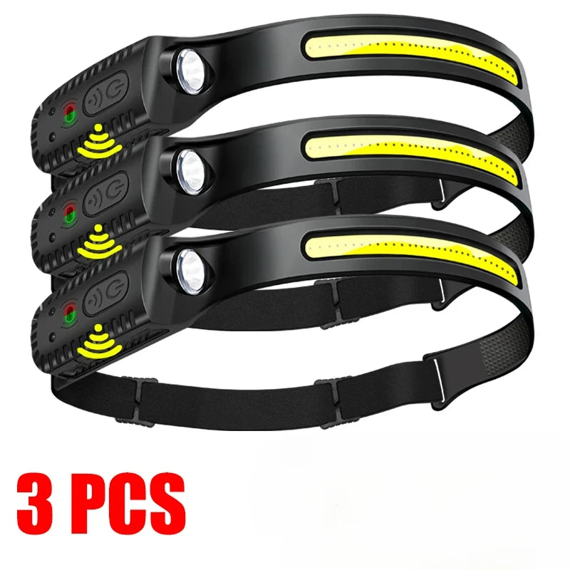 KDULIT XPE+COB LED Headlamp | USB Rechargeable, Motion Sensor
