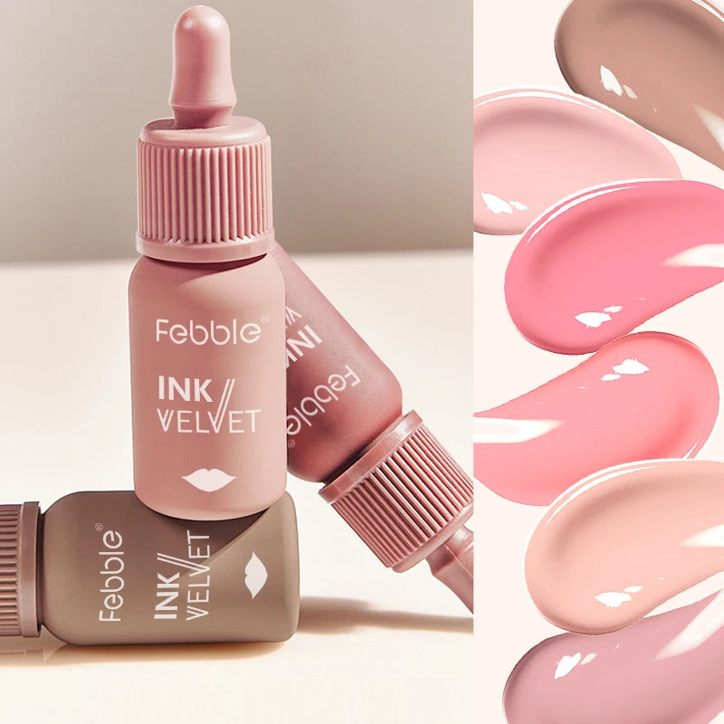 Febble 6-Shade Matte Velvet Liquid Lipstick – Long-Lasting Nude