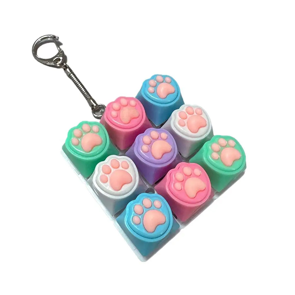 9-Key Cat Paw Fidget Keyboard Toy – Stress Relief Keychain Fidget Stress Toy Oasis Select C