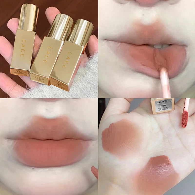 CACE Gold Tube Matter Lip Mud Moisturizing Long Lasting Liquid Lipstick Soft Mist Silky Lipgloss Tint Natural Makeup For Women Oasis Select 05