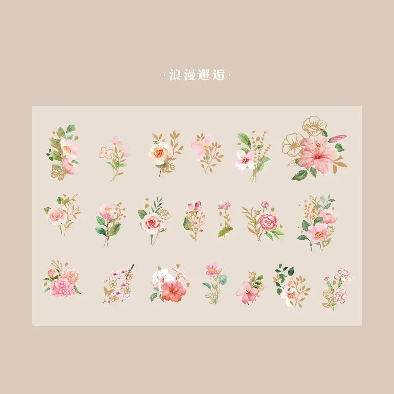 40Pcs/Bag Aesthetic Flower Stickers Pack Fresh Plant Hand Account DIY Material Decorative Stationery Stickers for Party Favors Oasis Select Style6