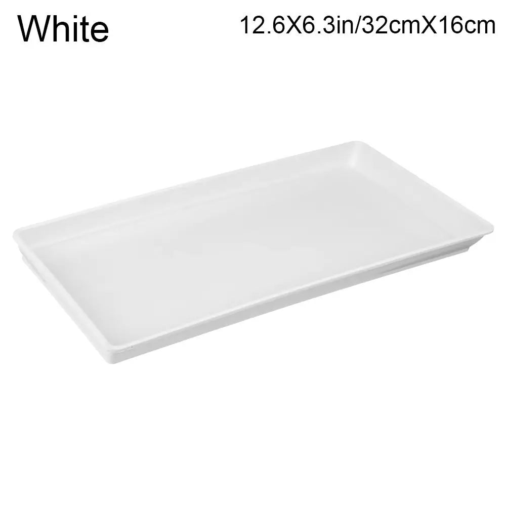 1PC Saucers Indoor Outdoor Flower Pot Plant Saucer Drip Trays Plastic Tray Rectangle Oasis Select White-32cmX16cm