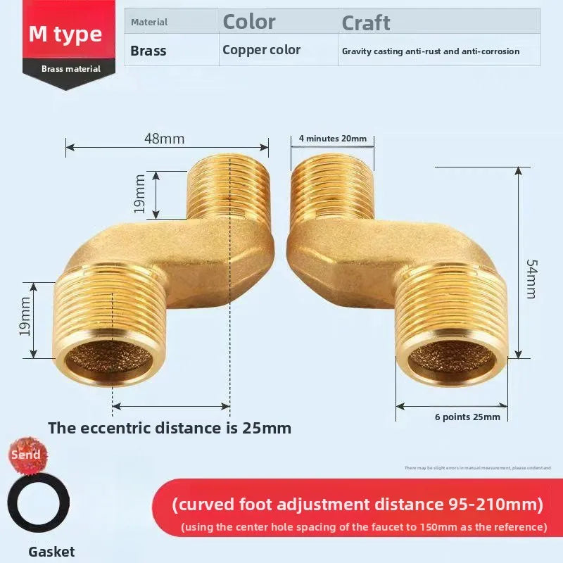 2pcsStainless Steel Angled Curved Foot 360° Rotatable Angle Adjustment Shower Faucet Adapter Wall Mounted Eccentric Screw Corner Oasis Select M 2pcs