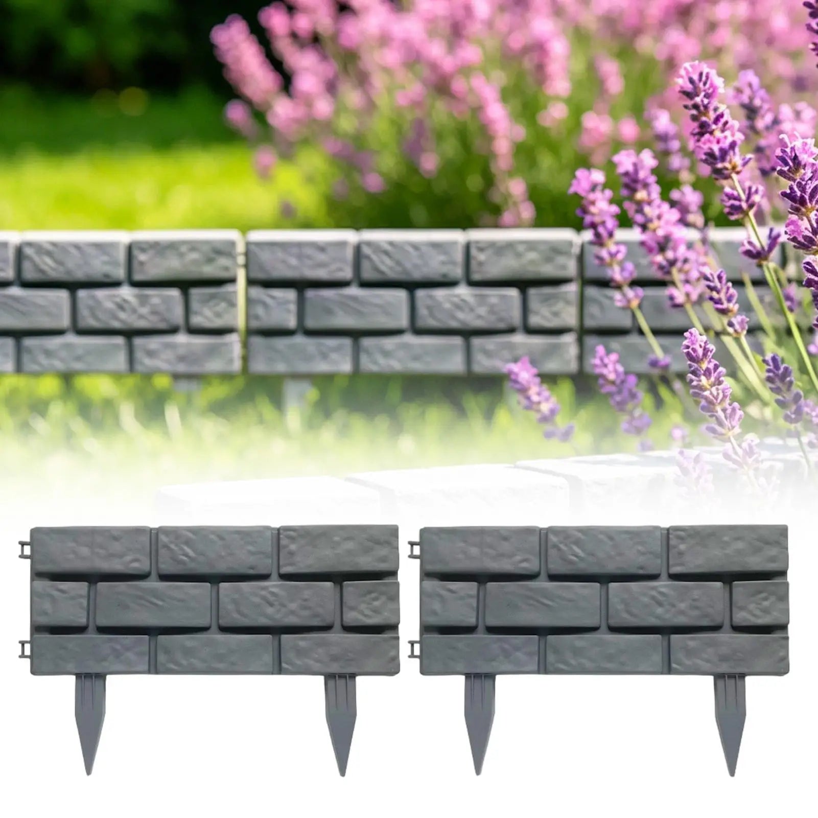 4Pcs Folding Fence Imitation Stone Garden Barrier Outdoor Lawn Decoration Easy Assembly Durable Splicing Fence for Garden Yard Oasis Select