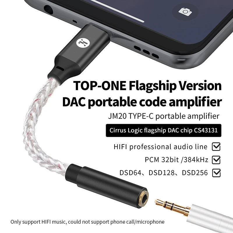 JCALLY JM20/JM20 Max Portable Headphones Amplifier CS43131 Chip Audio Decoder Type-C To 3.5mm Digital Audio Adapter For Android Oasis Select