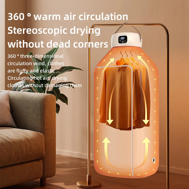 Portable Electric Dryer Multifunctional Dryer Foldable Timed Fast Drying Low-noise Warm Air Heating Clothing Care Mini Dryer Oasis Select