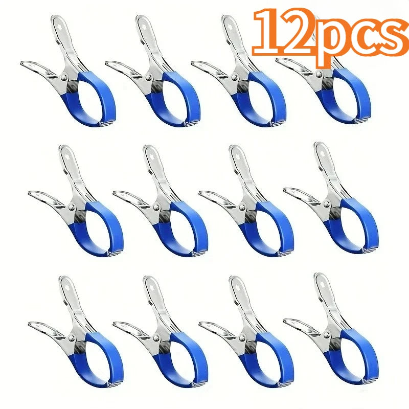 12Pcs Heavy Duty Windproof Anti-drop Pool Cover Clips, Durable Stainless Steel Spring Clamps with Non-slip Plastic Handles Oasis Select