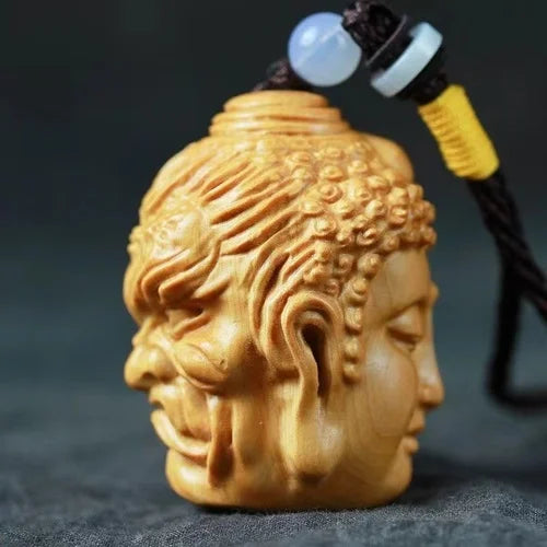 A read between Buddha and magic natural solid wood carving men portable disc play hand piece play car pendant Oasis Select A