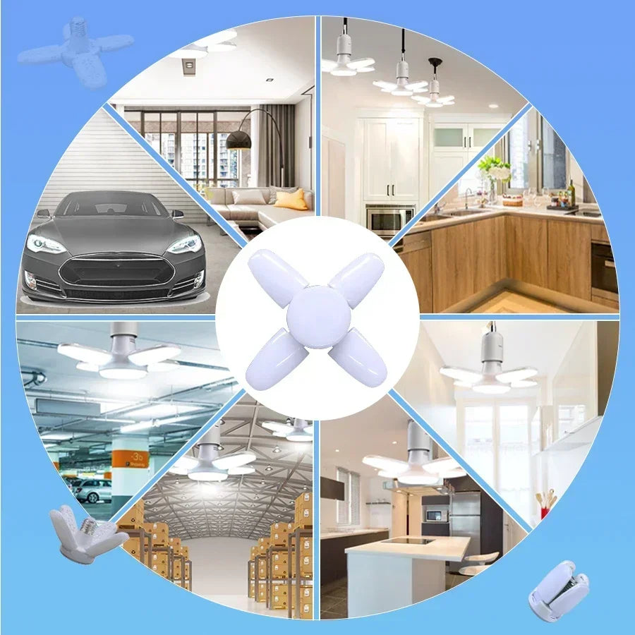 4 Leaf Shape LED Bulb AC 85-265V E27 LED Lamp 28W Foldable Led Lights Mini Leaf Light For Home Living Room Warehouse Garage Oasis Select