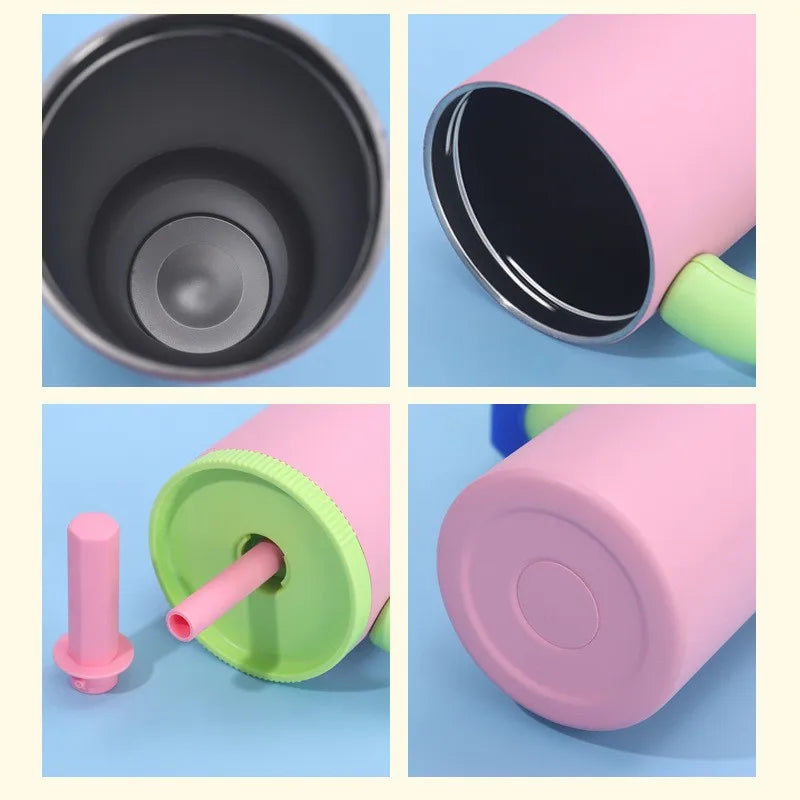 1050ml Insulated Mug with Handle and Straw Ice Cup Large Capacity Tumbler Stainless Steel Water Bottle Office Home Thermal Mug Oasis Select