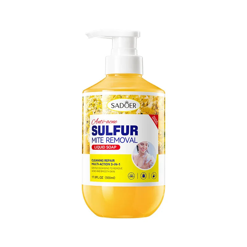 500m Anti-Mite Sulfur Shower Gel Deep Cleansing Oil Control Anti-Acne Soothe Repair Body Skin Care Wash for Women & Men Oasis Select