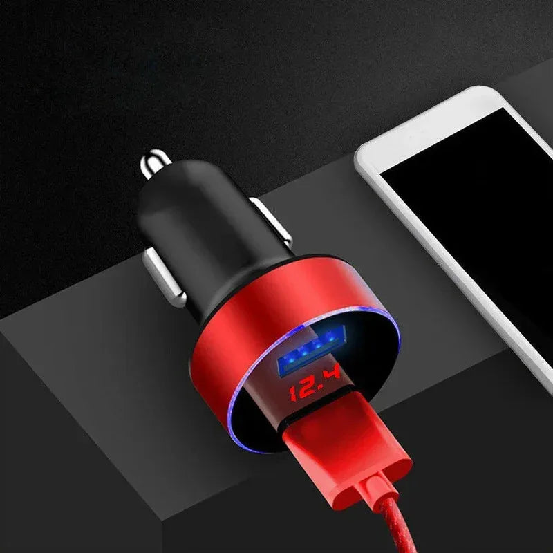 1/2pcs Car Charger For Cigarette Lighter Smart Phone USB Adapter Mobile Phone Charger Dual USB Digital Display Voltmeter Oasis Select