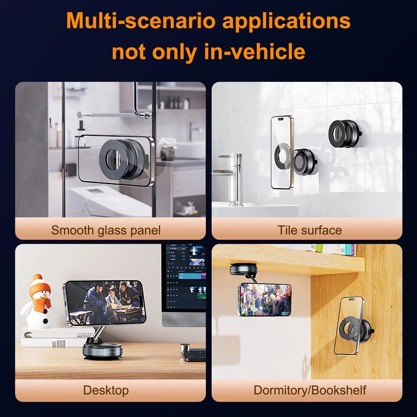 Strong Magnetic Car Phone Holder Foldable Design 360° Adjustable Vacuum Mount for Car/Desk/Bathroom/Universal Use Oasis Select