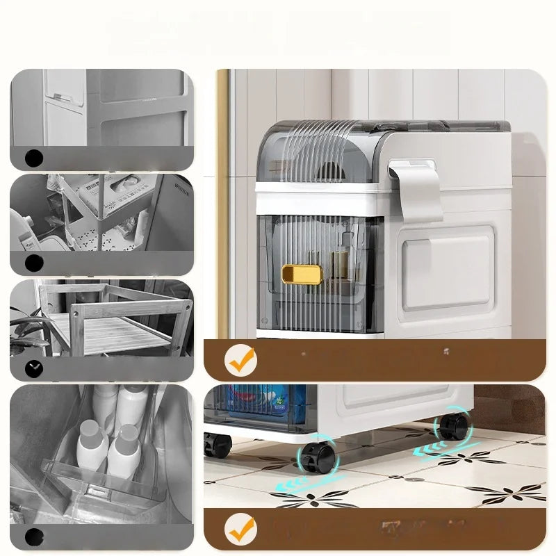 18cm Narrow Storage Cabinet, Multi-Tier Slim Organizer for Bathroom/Living Room, Holds Towel/Tissue/Cosmetic, Space-Saving Shelf Oasis Select