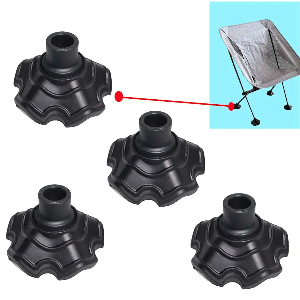 4Pc 13/15mm Non-Slip Camping Chair Foot Pads Folding Chairs Plastic Gripper Pads to Prevent Sinking on Grass Feet Replacement Oasis Select