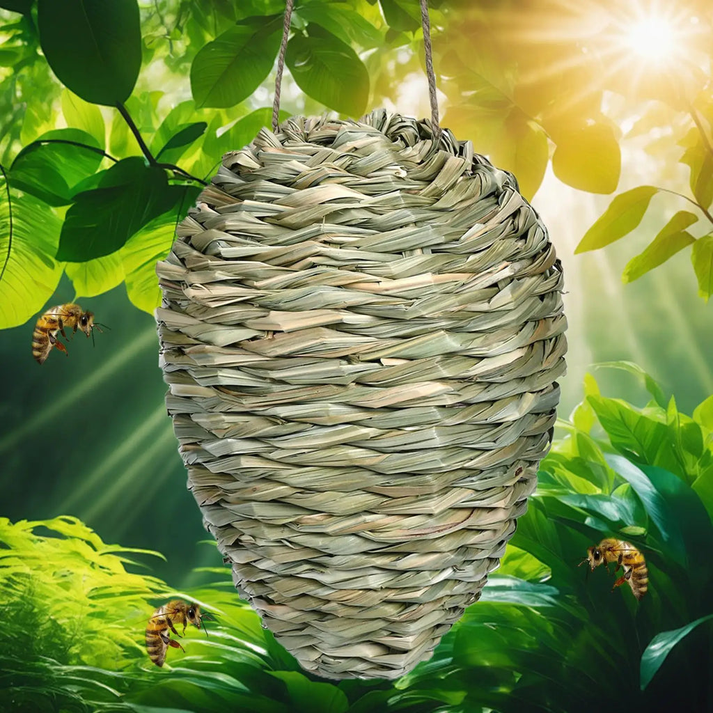 Fake Hornet Nest Hornet Nest Decoy Woven Bee Hive Hangable Decoration Hanging Patio Garden Repellent Trap Non-Toxic Fake Nest Oasis Select