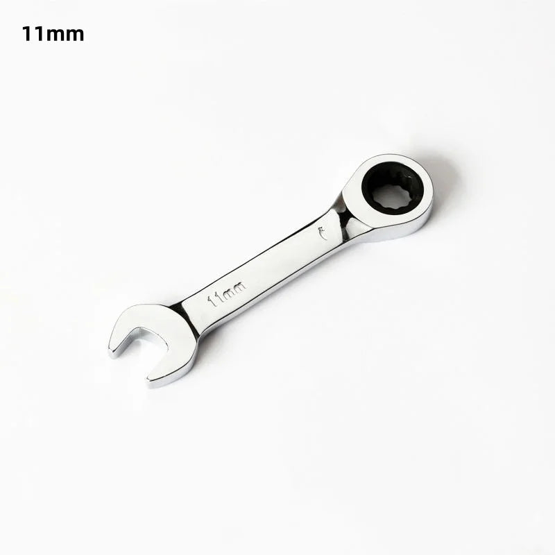 1Pcs 6-19mm 72 Tooth Short Handle Ratchet Socket Wrench CRV Quick Open Reversible Combination Stubby Spanner Auto Repair Tools Oasis Select 11mm