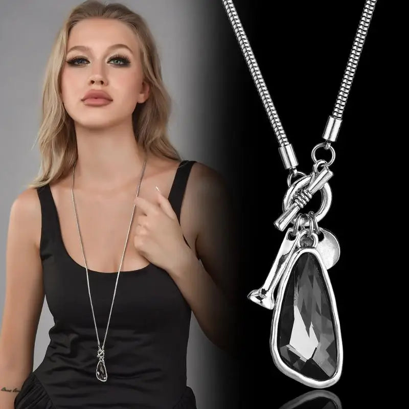 Long Necklace Female Winter Sweater Chain Irregular Crystal Pendant Charms Choker Necklace For Women Elegant Gifts Oasis Select