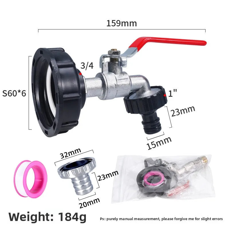 Durable IBC Tank Tap Adapter S60*6 Coarse Thread to 1/2'' 3/4'' Connector Replacement Valve Garden Home Valve Fitting Faucet Oasis Select M