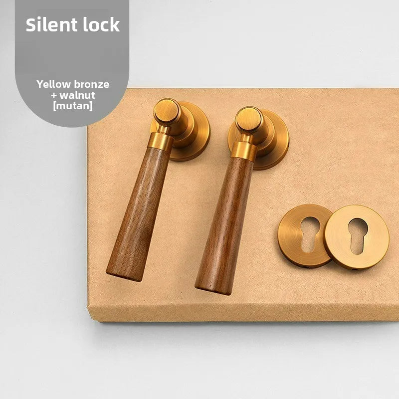 Mid Ancient Style Bedroom Split Lock Universal Door Silent/magnetic Lock Indoor Room Retro Wooden Door Handle Lock Oasis Select Color E Silent