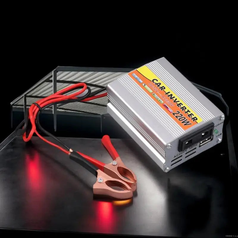 220W Power Inverter Car Mounted Solar Inverter USB Voltage Transformer Portable DC 12V To AC 220V Conversion USB Battery Clip Oasis Select