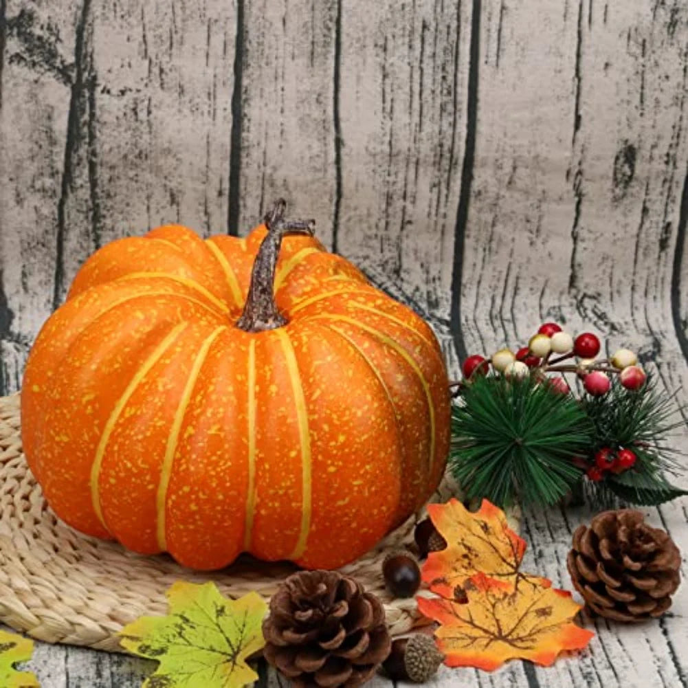Orange/white Artificial Fake Pumpkins 17cm Perfect For Various Occasions For Halloween, Thanksgiving, Christmas, Weddings Oasis Select