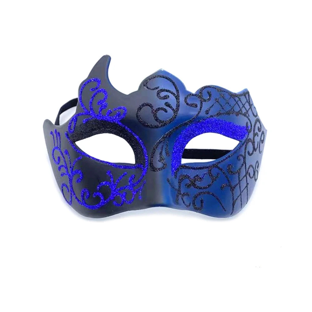 Glitter Half Face Masquerade Mask Woman Men Venice Mask Halloween Costume Accessories For Cosplay Party Oasis Select Black blue