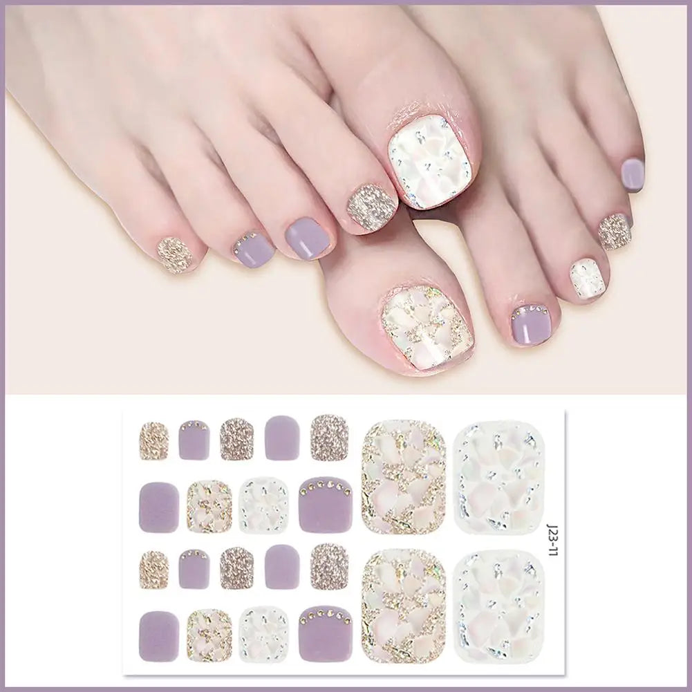 22-Piece Glitter Toe Nail Stickers – French Nail Wraps DIY Nail Art Stickers Oasis Select 10