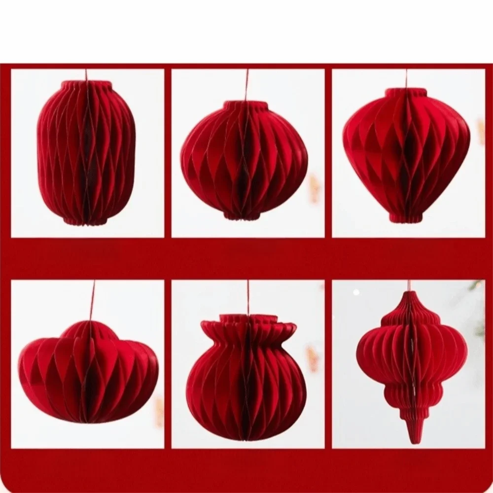 Red Honeycomb Paper Hanging Decoration with Tassel | New Year