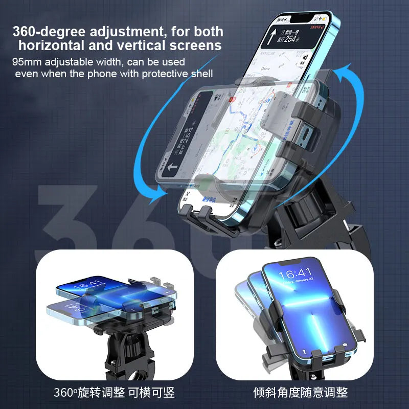 Anti-slip Phone Mount 360° Rotatable Adjustable Bike Phone Mount for Outdoor Cycling, Mountain Bike Accessories Oasis Select