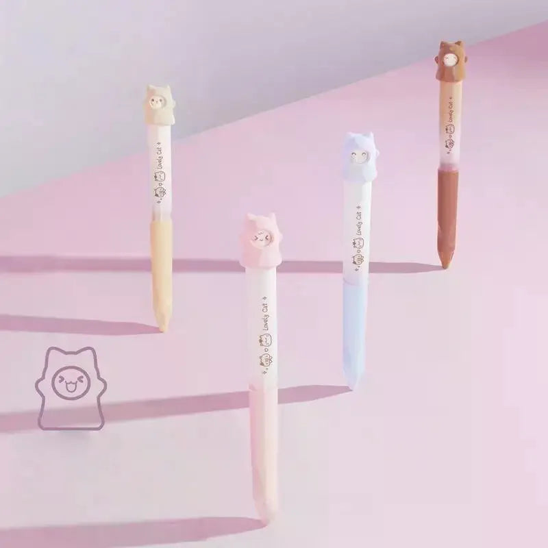 1Pcs School Stationery Creative Cat Rotate Gel Pen 0.5mm Black Writing Pen Rotate To Change Patterns Office Supplies Small Gift Oasis Select