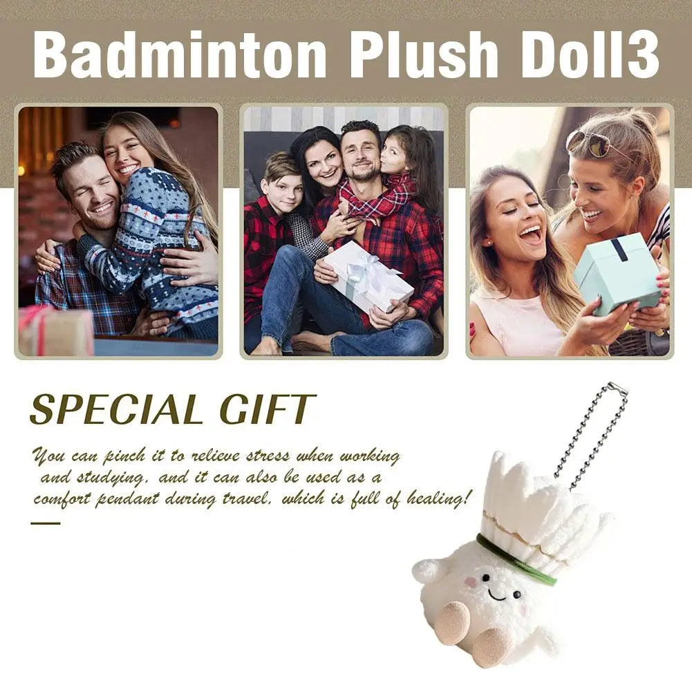 Kawaii Plush Badminton Keychain – Cute Fluffy Bag Charm Gift Plush Keychain Charm Oasis Select