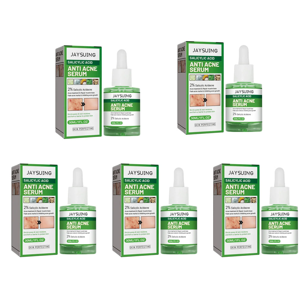 Salicylic Acid Anti Acn-e Face Serum Hydrating Fader Acne Mark Pimple Blackhead Removal Shrink Pores Oil Control Facial Essence Oasis Select 5 x 30ml Boxed