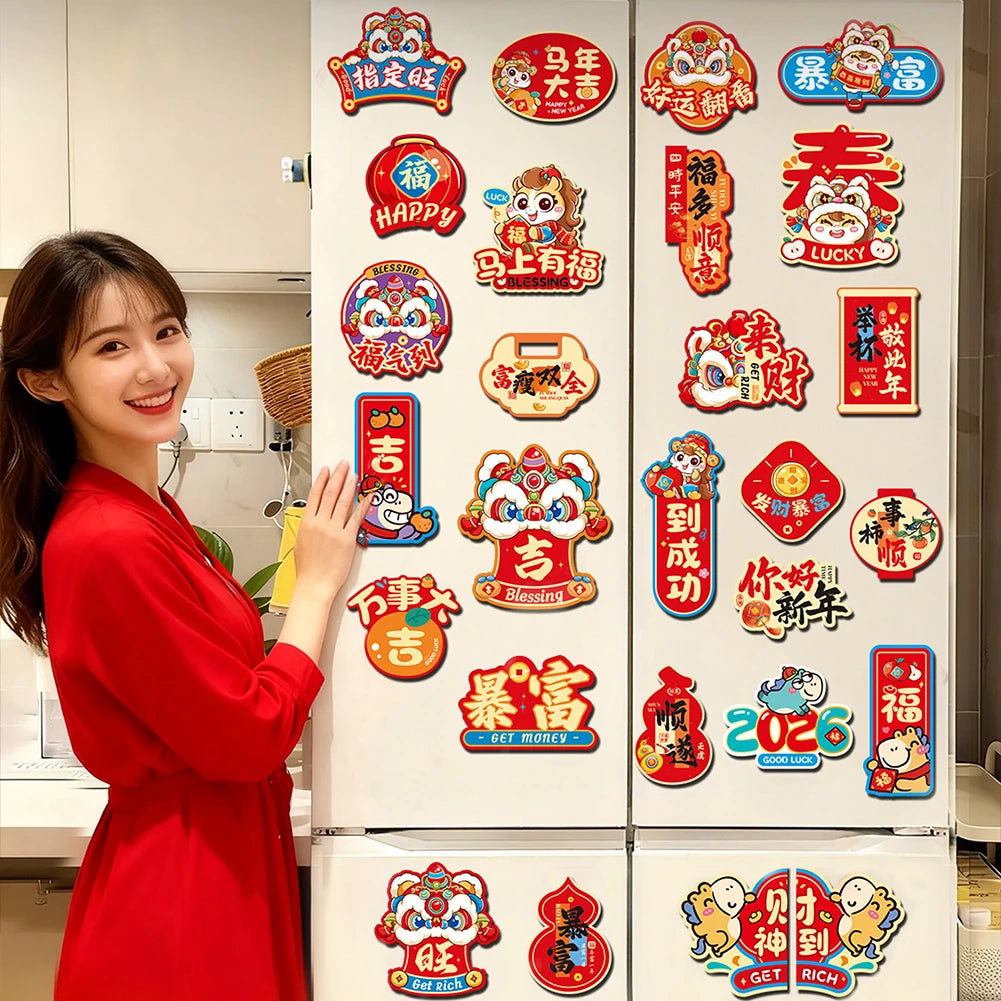Year of Horse Chinese New Year Fridge Magnets | 6/8/16 Pcs